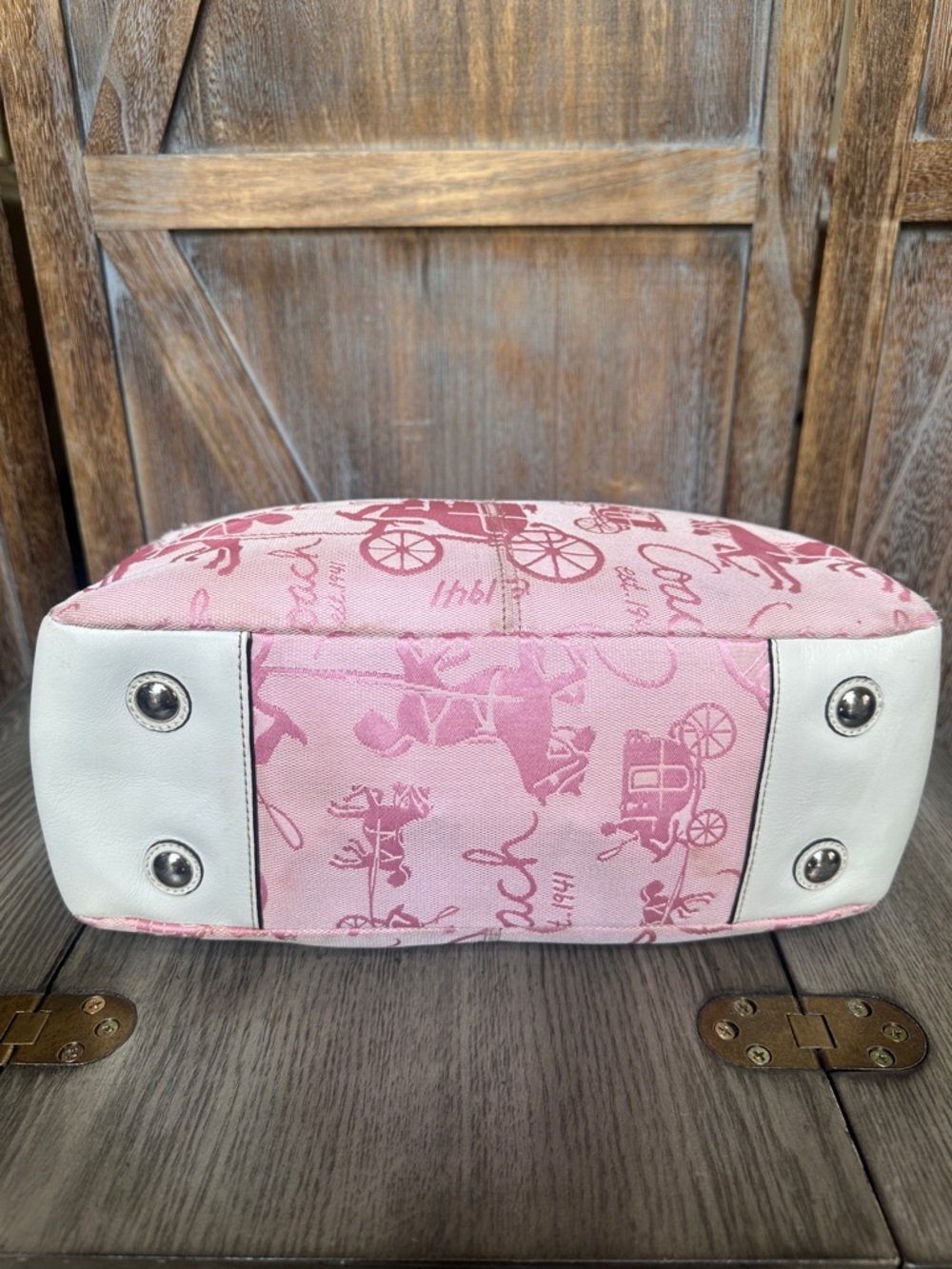 Coach Horse and Carriage Tote with Wallet Light Pink Canvas RARE & HARD TO FIND - Picture 8 of 15